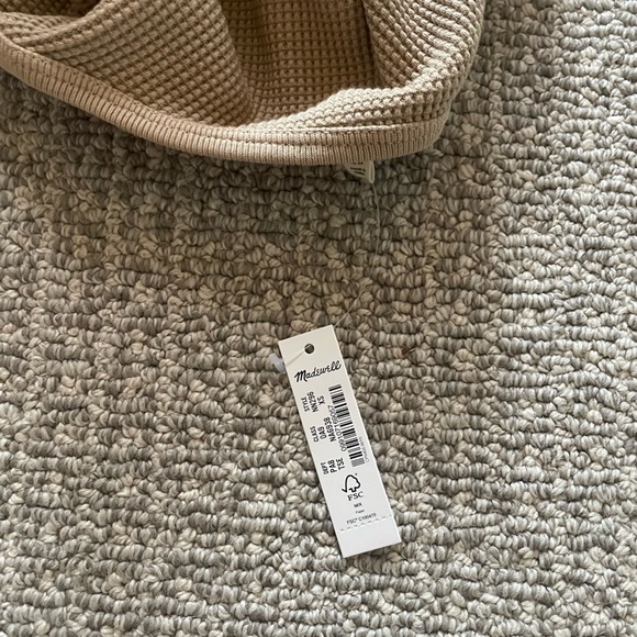 Madewell Waffle Knit Crewneck Short-Sleeve Crop Tee (Size XS NWT) - Picture 2 of 5